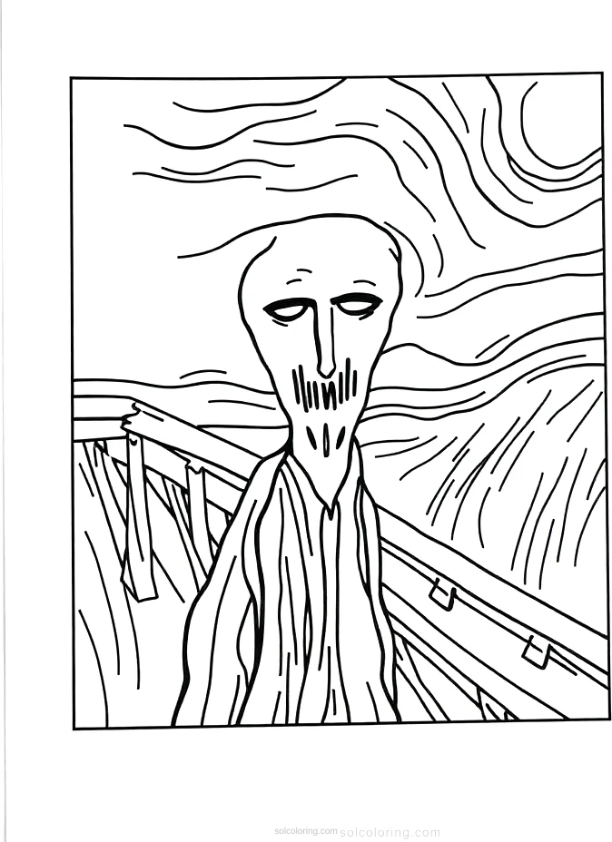 Munch The Scream coloring page for kids