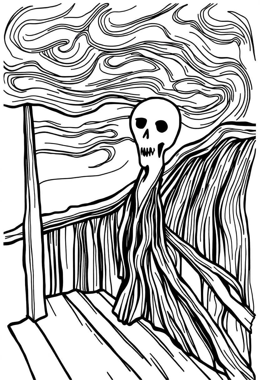 Munch The Scream coloring page, free printable