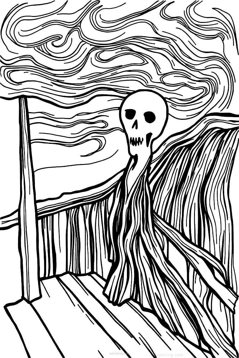 Munch The Scream coloring page for kids