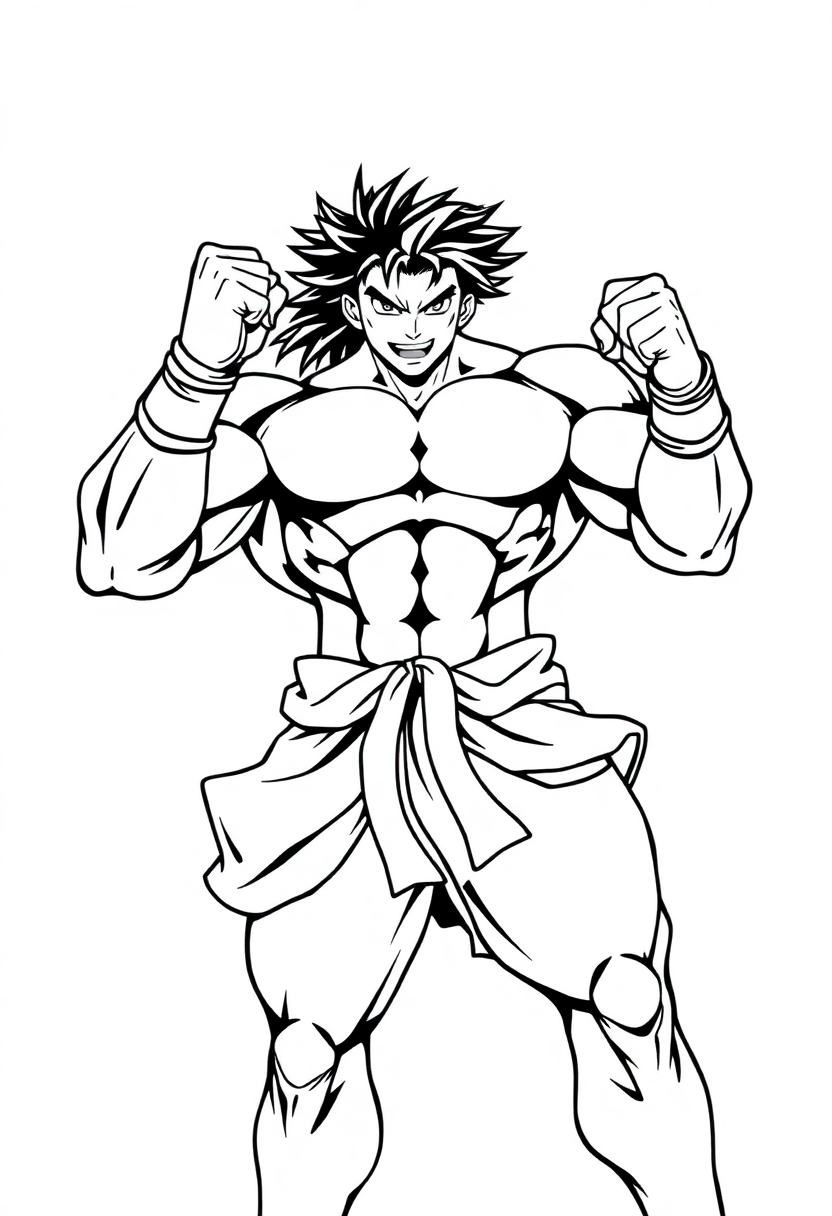 Muscular Hero Powering Up coloring page, free printable