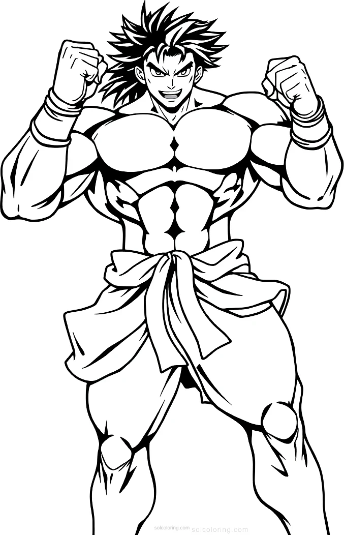 Muscular Hero Powering Up coloring page for kids