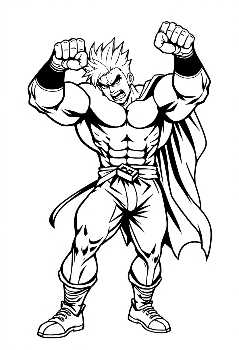 Muscular Hero Powering Up coloring page, free printable
