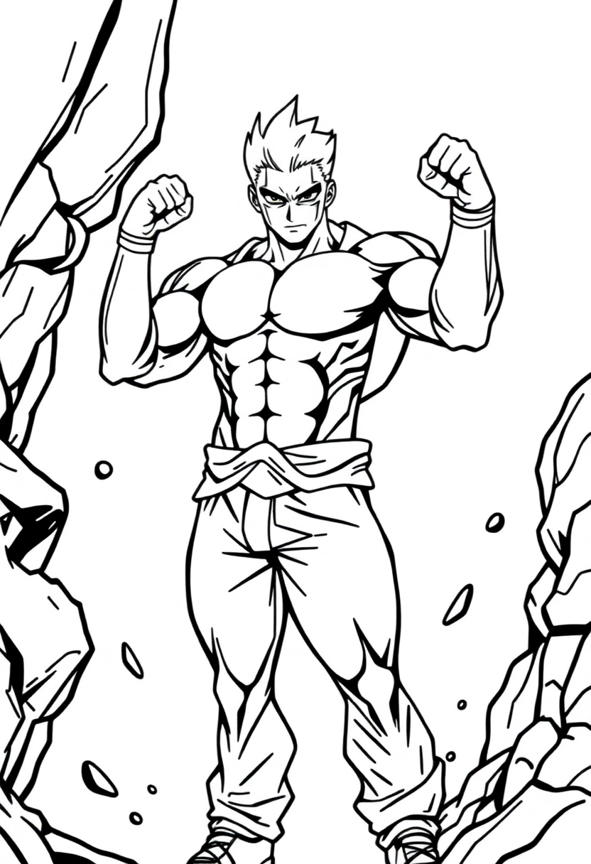 Muscular Hero Powering Up coloring page, free printable