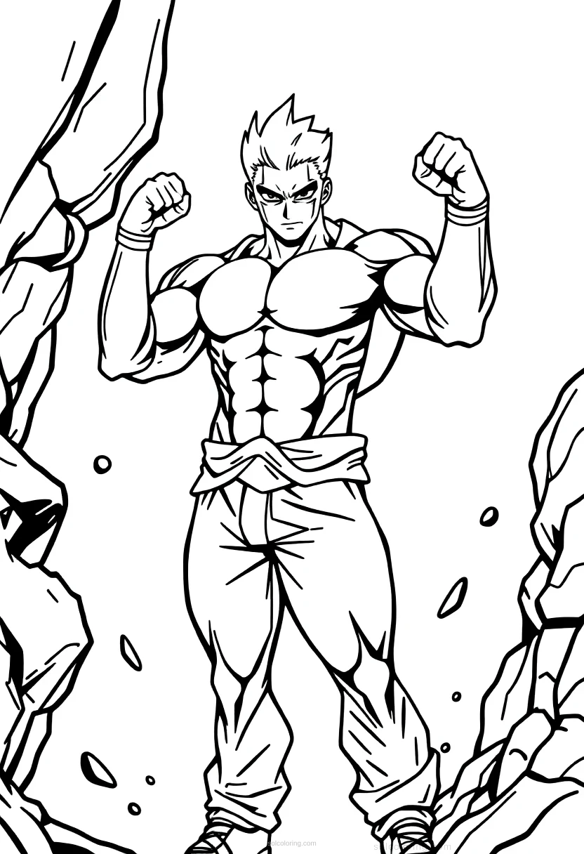 Muscular Hero Powering Up coloring page for kids