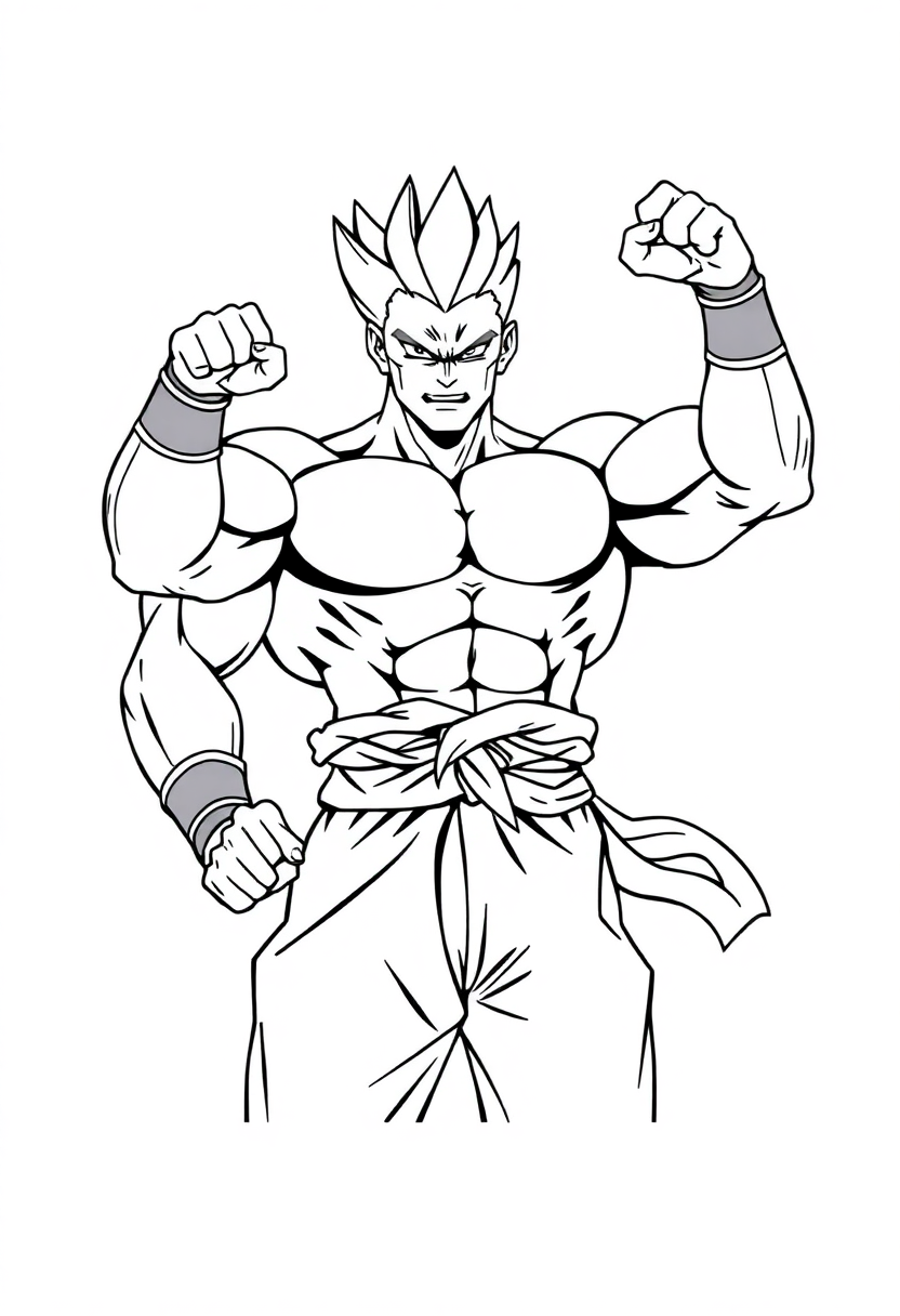 Muscular Hero Powering Up coloring page, free printable