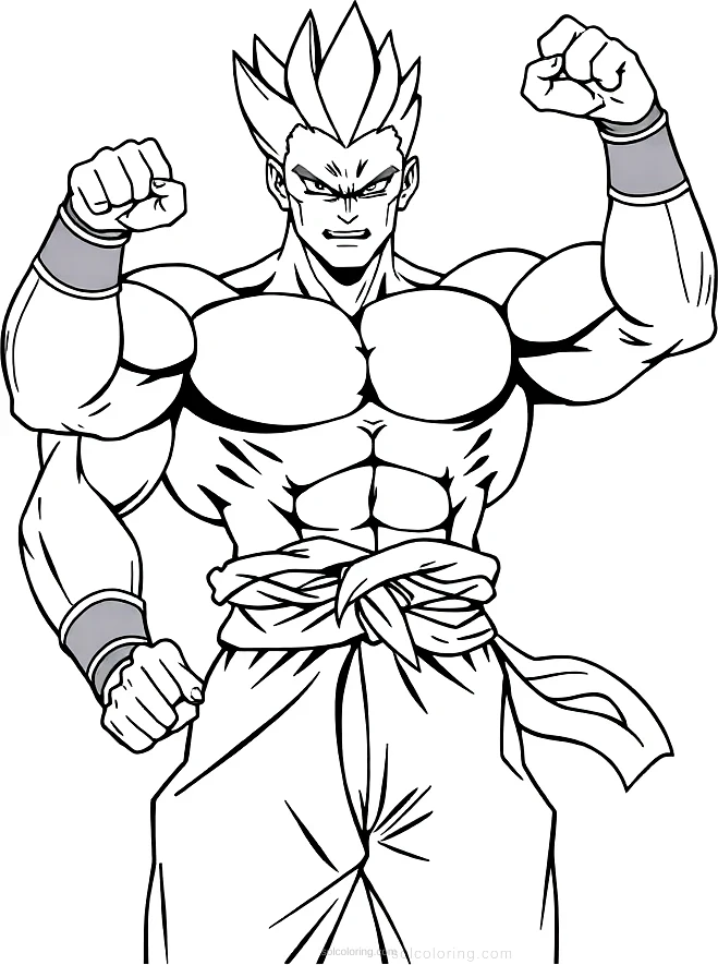 Muscular Hero Powering Up coloring page for kids