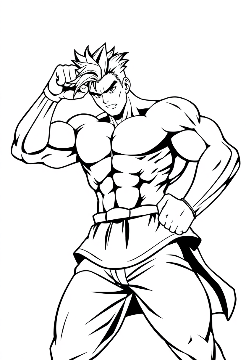 Muscular Hero Powering Up coloring page, free printable