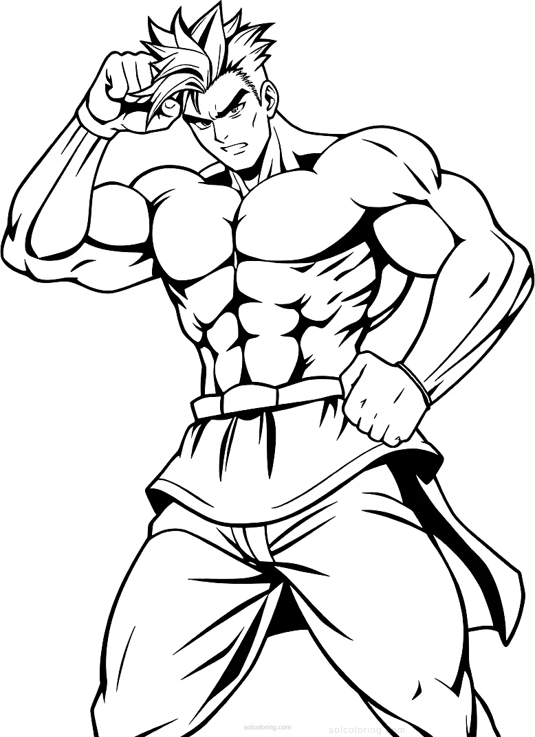Muscular Hero Powering Up coloring page for kids