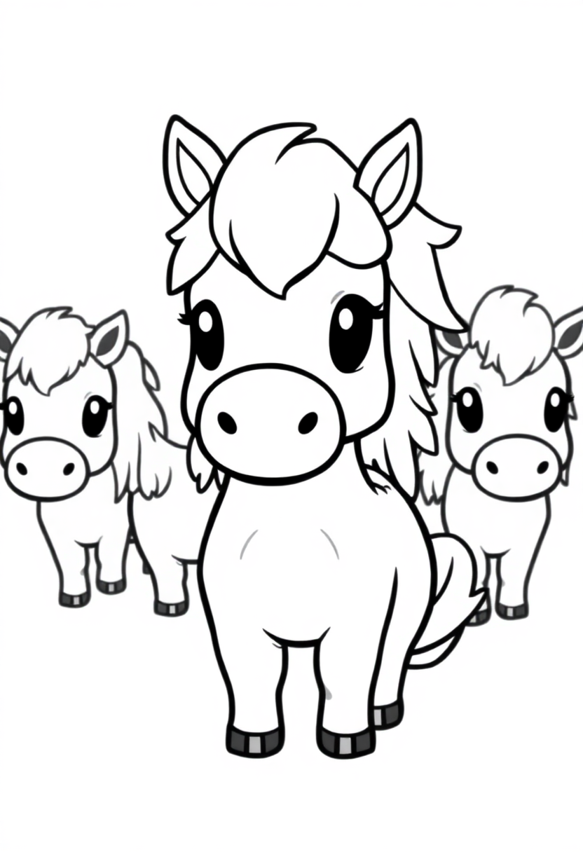 Mustang Herd coloring page, free printable