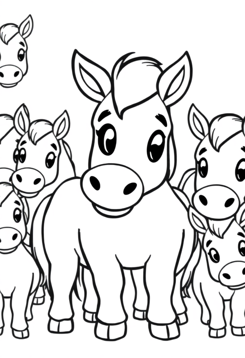 Mustang Herd coloring page, free printable