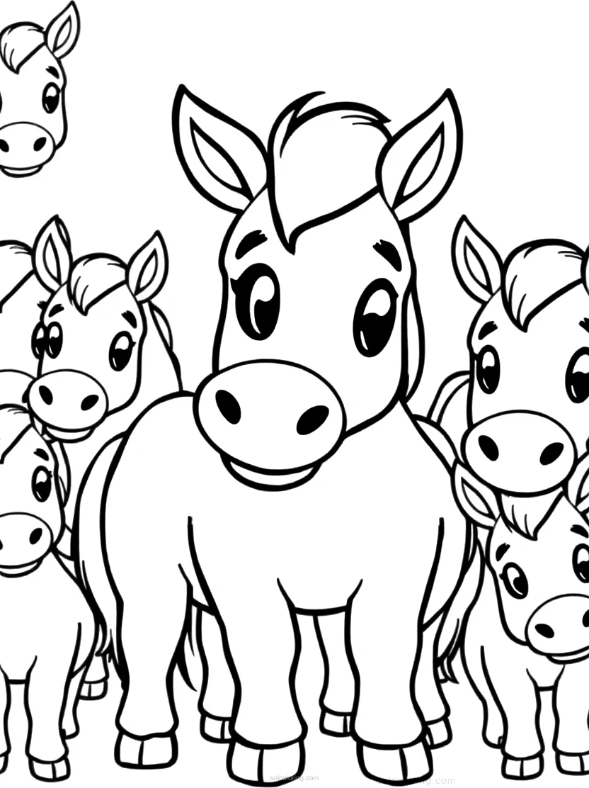 Mustang Herd coloring page for kids