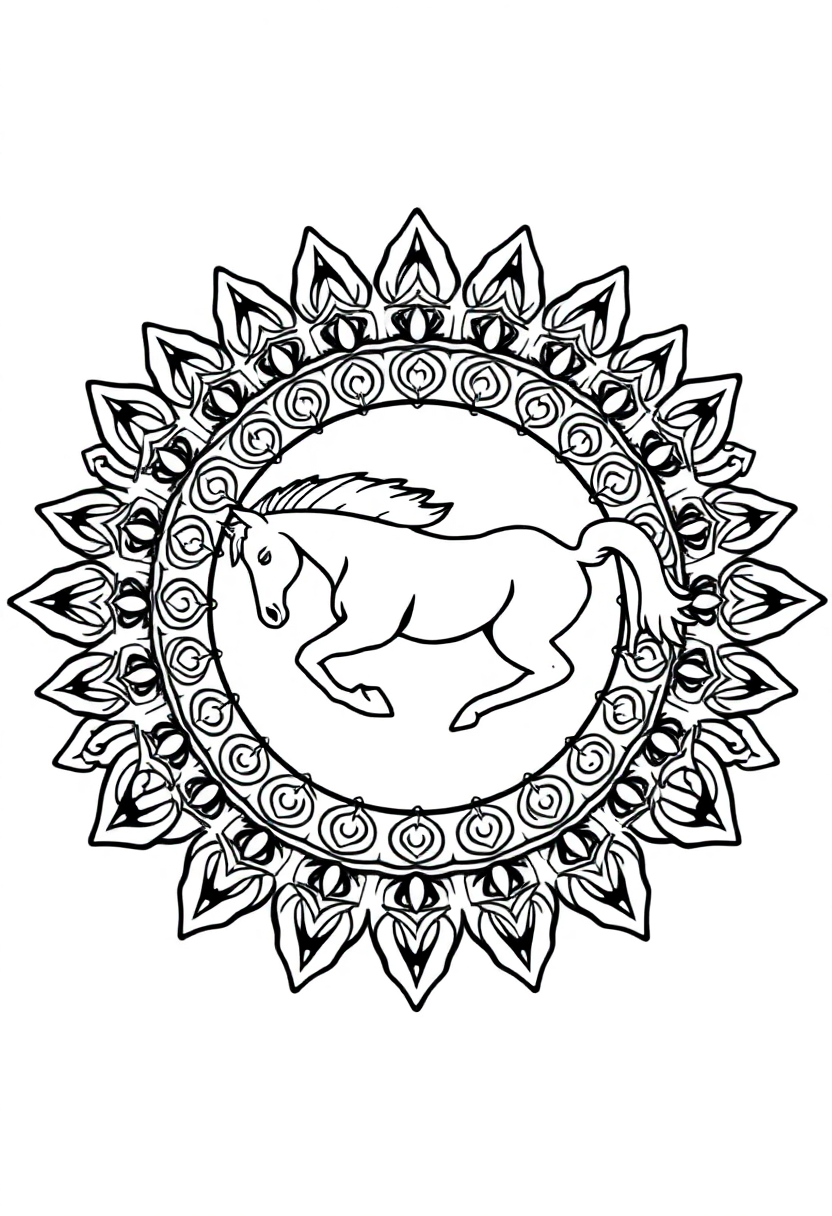 Mustang Herd coloring page, free printable