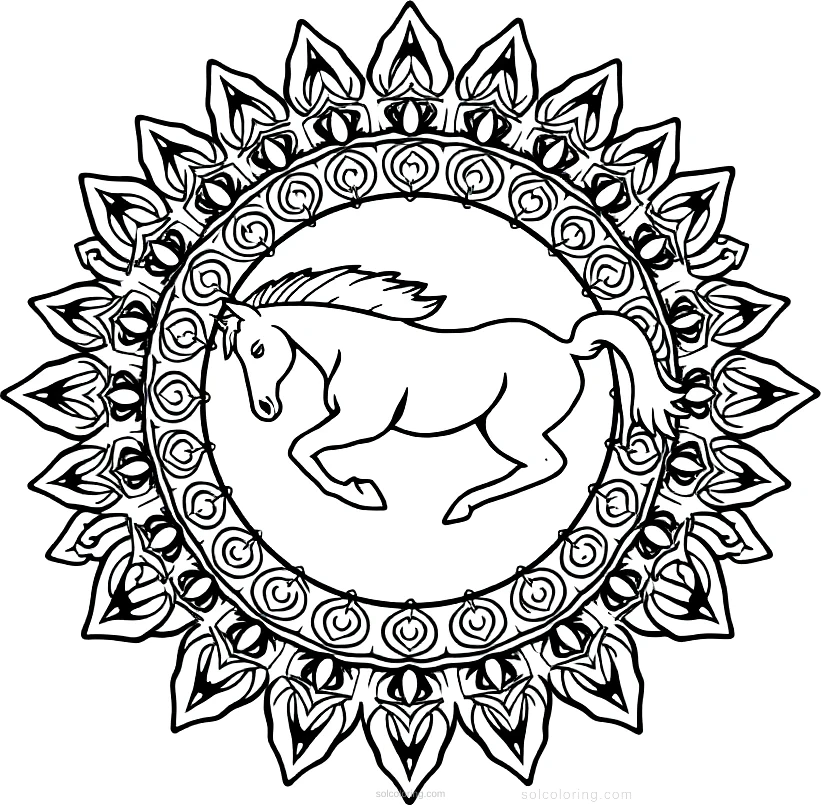 Mustang Herd coloring page for kids