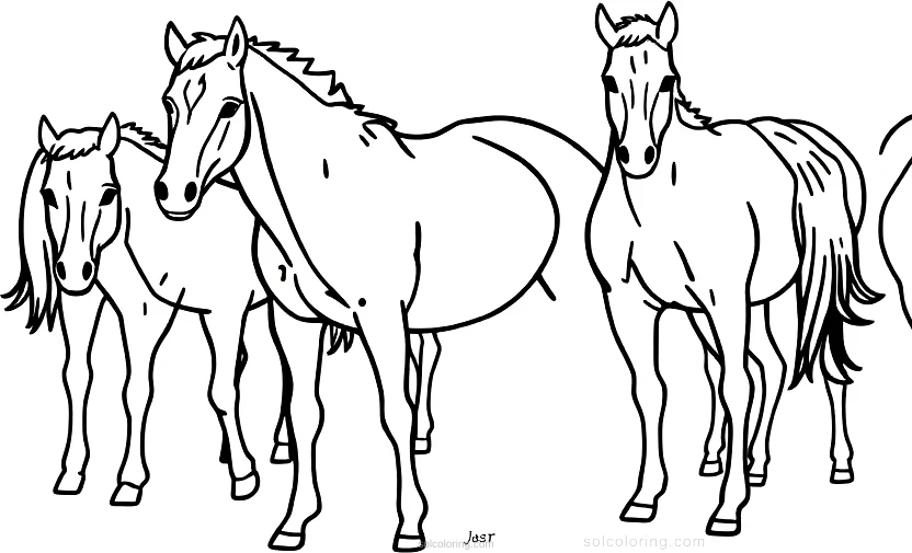 Mustang Herd coloring page for kids