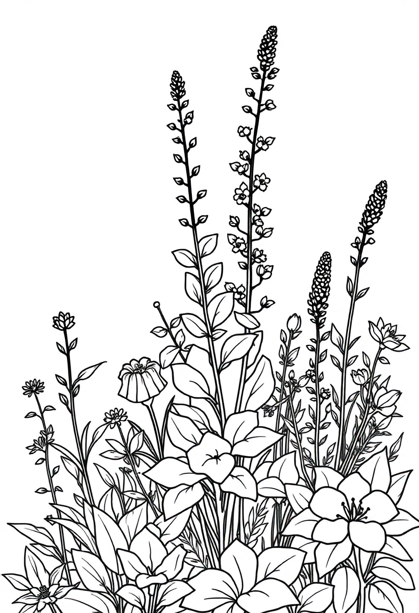 Mystical Herb Garden coloring page for kids