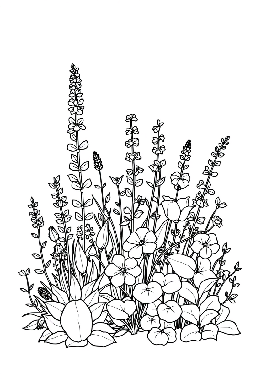 Mystical Herb Garden coloring page for kids