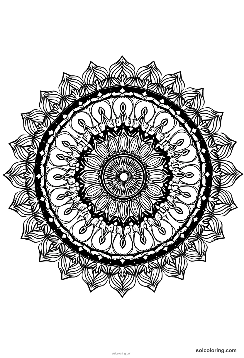 Mandala Napoleon Bonaparte at Waterloo mandala coloring page for kids