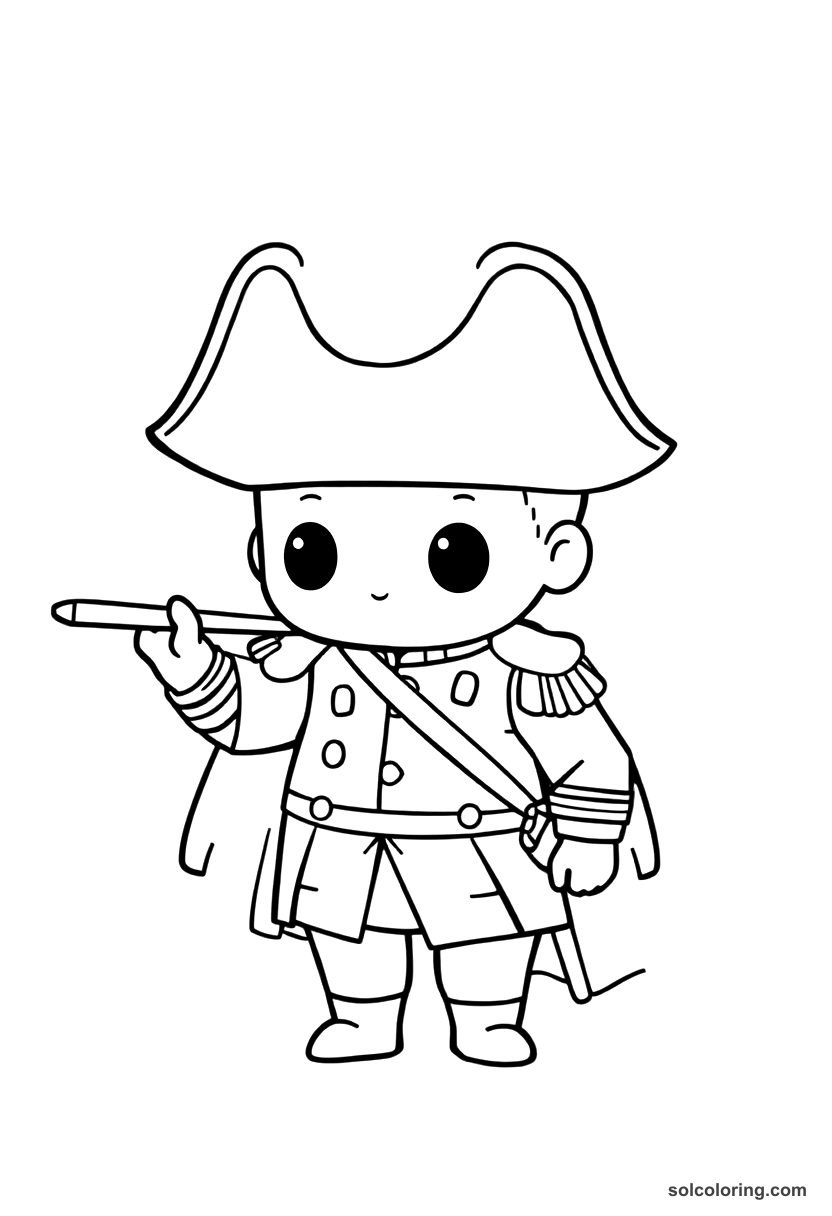 Chibi Napoleon's Battle of Waterloo coloring page, free printable chibi style