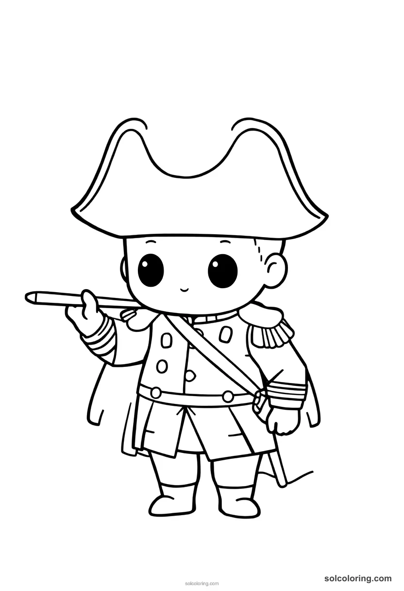 Chibi Napoleon's Battle of Waterloo chibi coloring page for kids