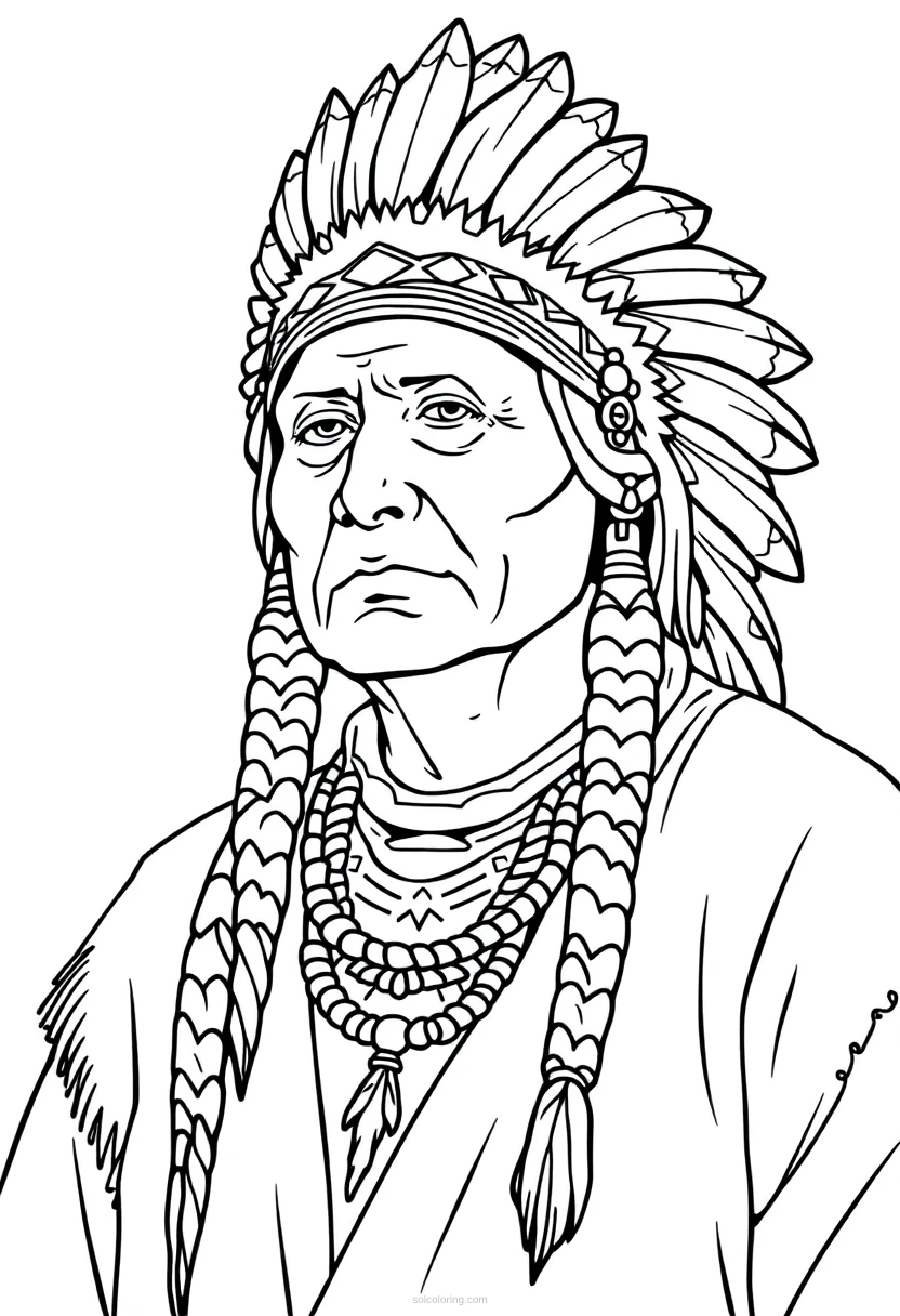 Native American Chief coloring page for kids