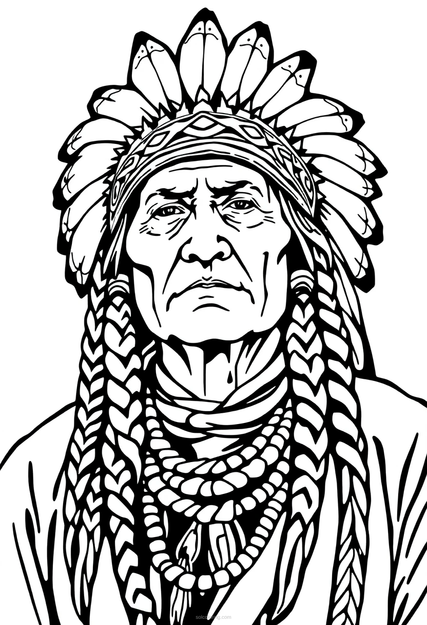 Native American Chief coloring page for kids