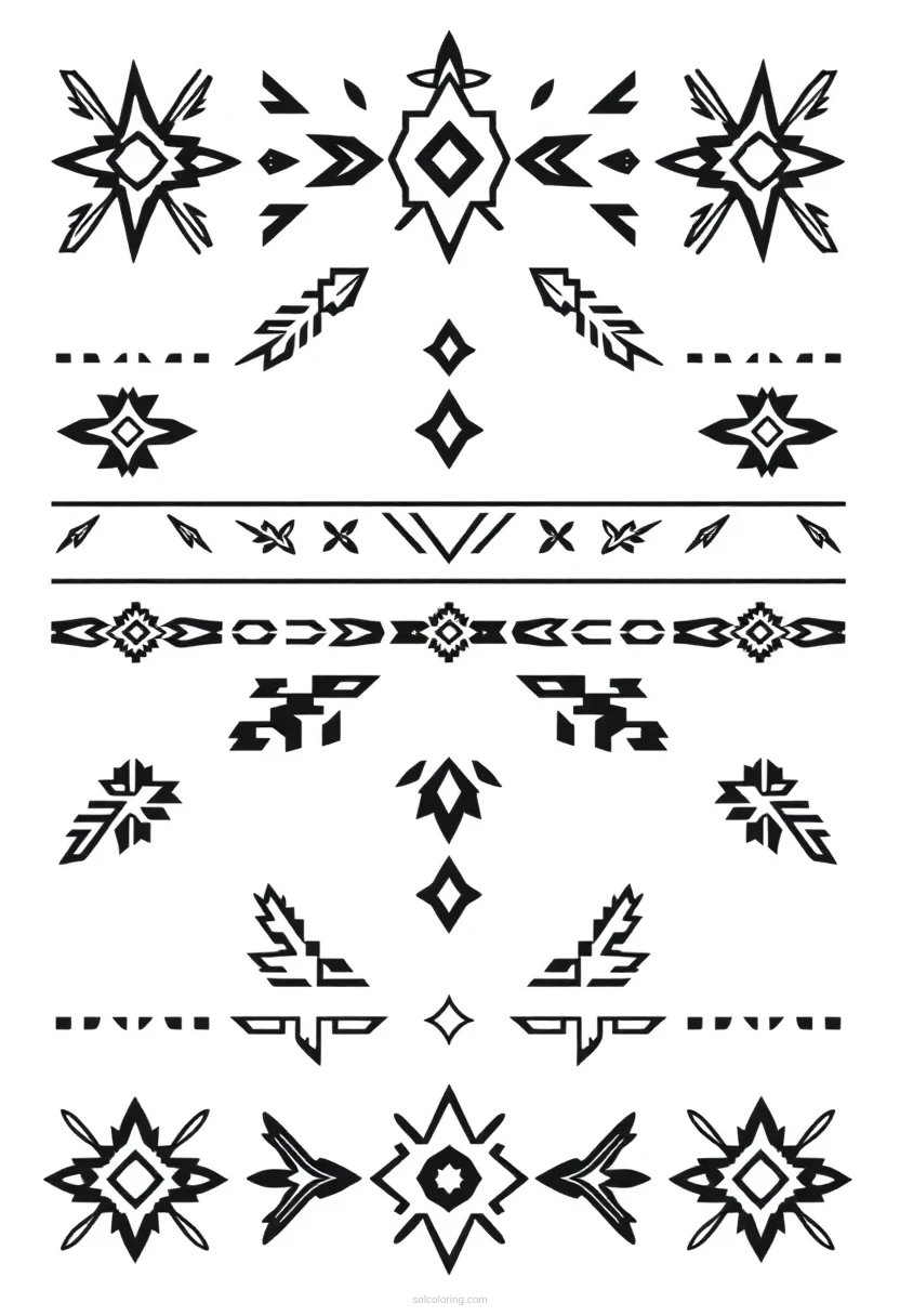 Native American Geometric Patterns coloring page for kids