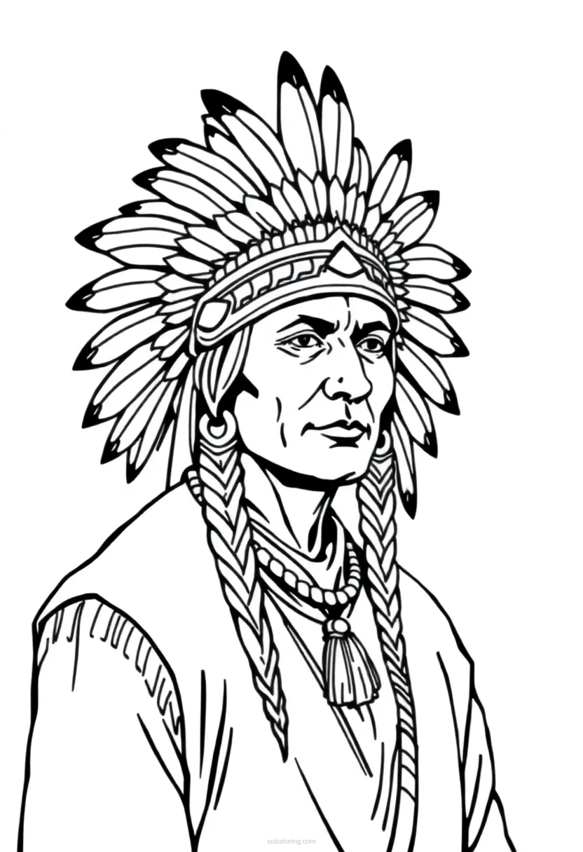 Native American Headdress coloring page for kids