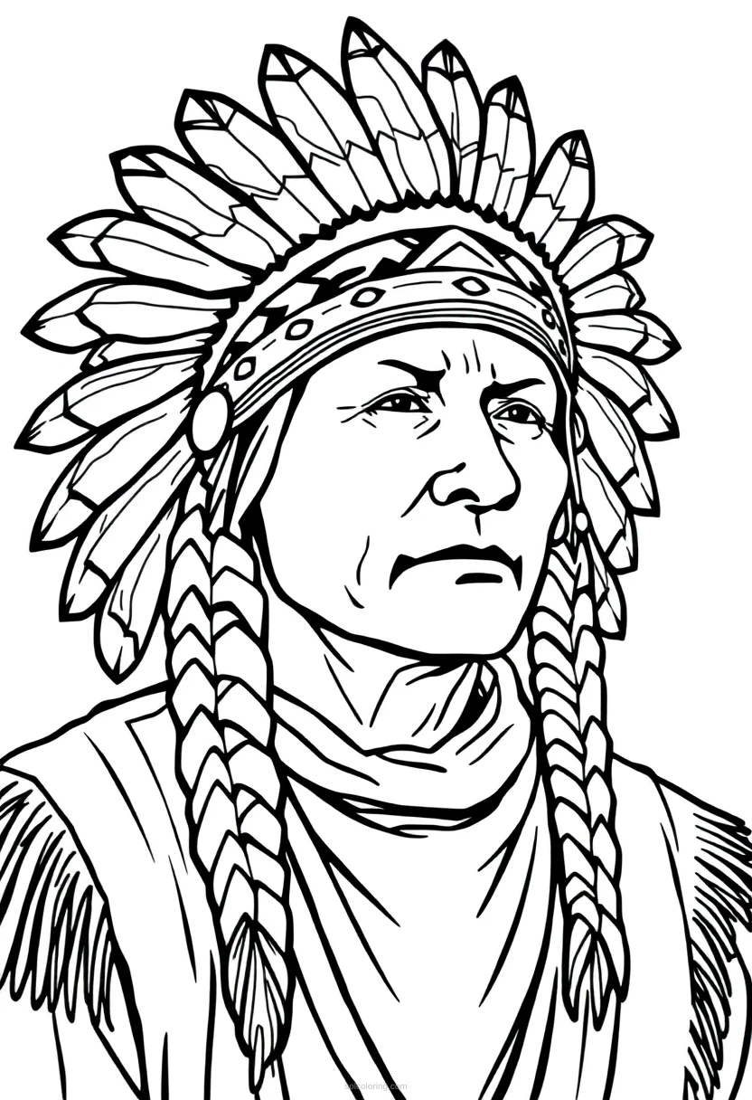 Native American Headdress coloring page for kids