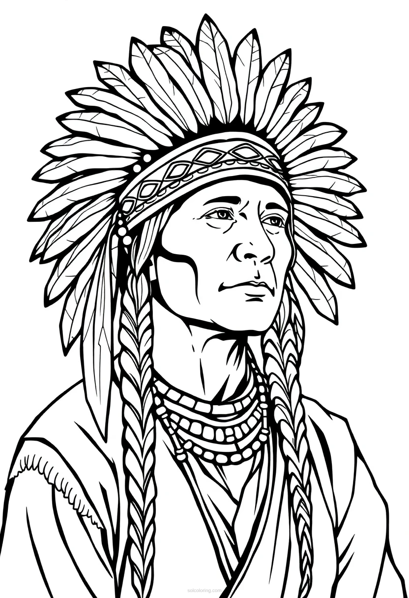 Native American Headdress coloring page for kids