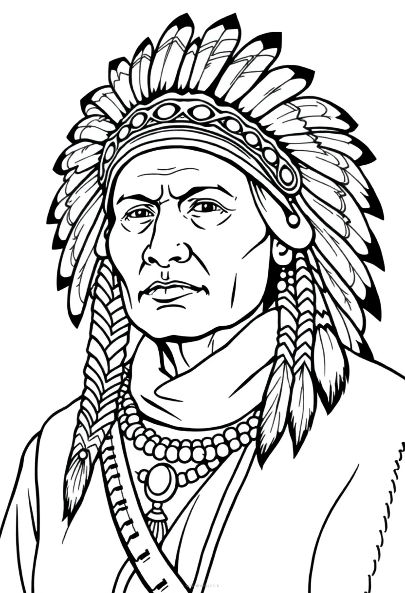 Native American Headdress coloring page for kids