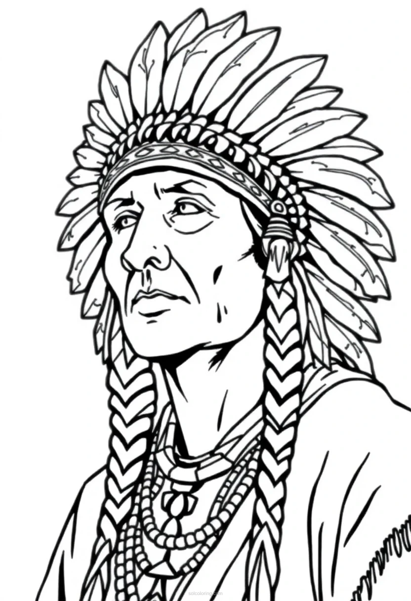 Native American Headdress Cute Cartoon coloring pages