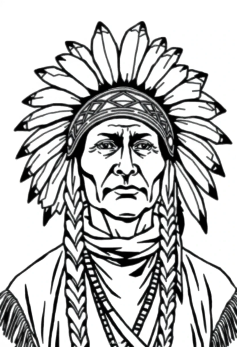 Native American Headdress coloring page for kids