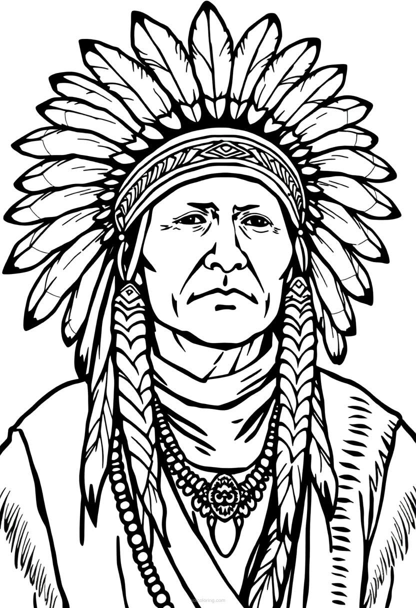 Native American Headdress coloring page for kids