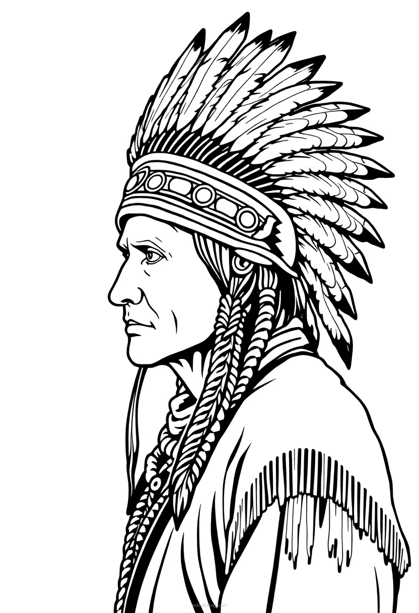 Native American Headdress coloring page for kids