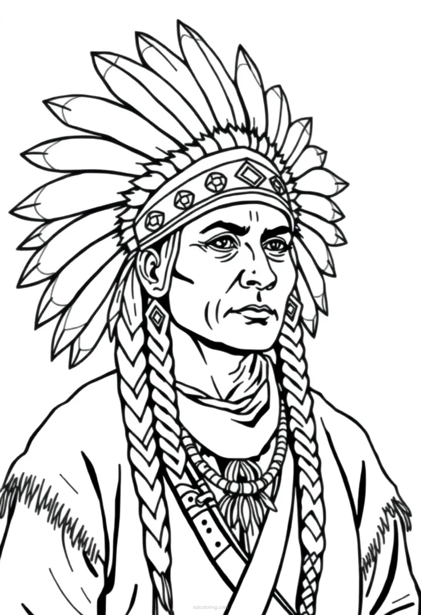 Native American Headdress coloring page for kids