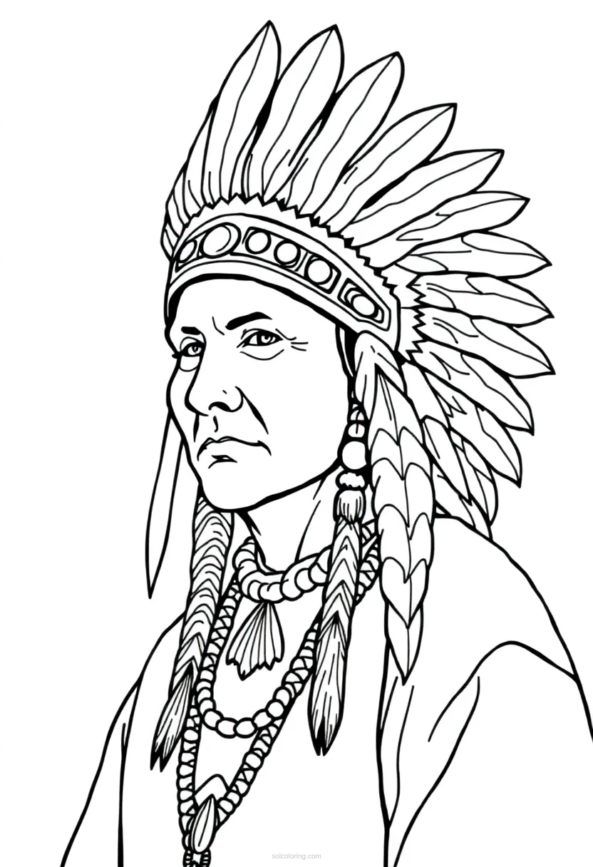 Native American Headdress coloring page for kids