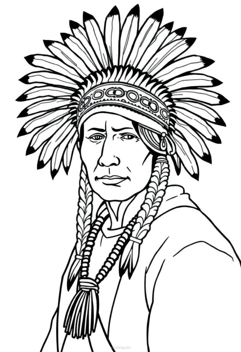 Native American Headdress coloring page for kids