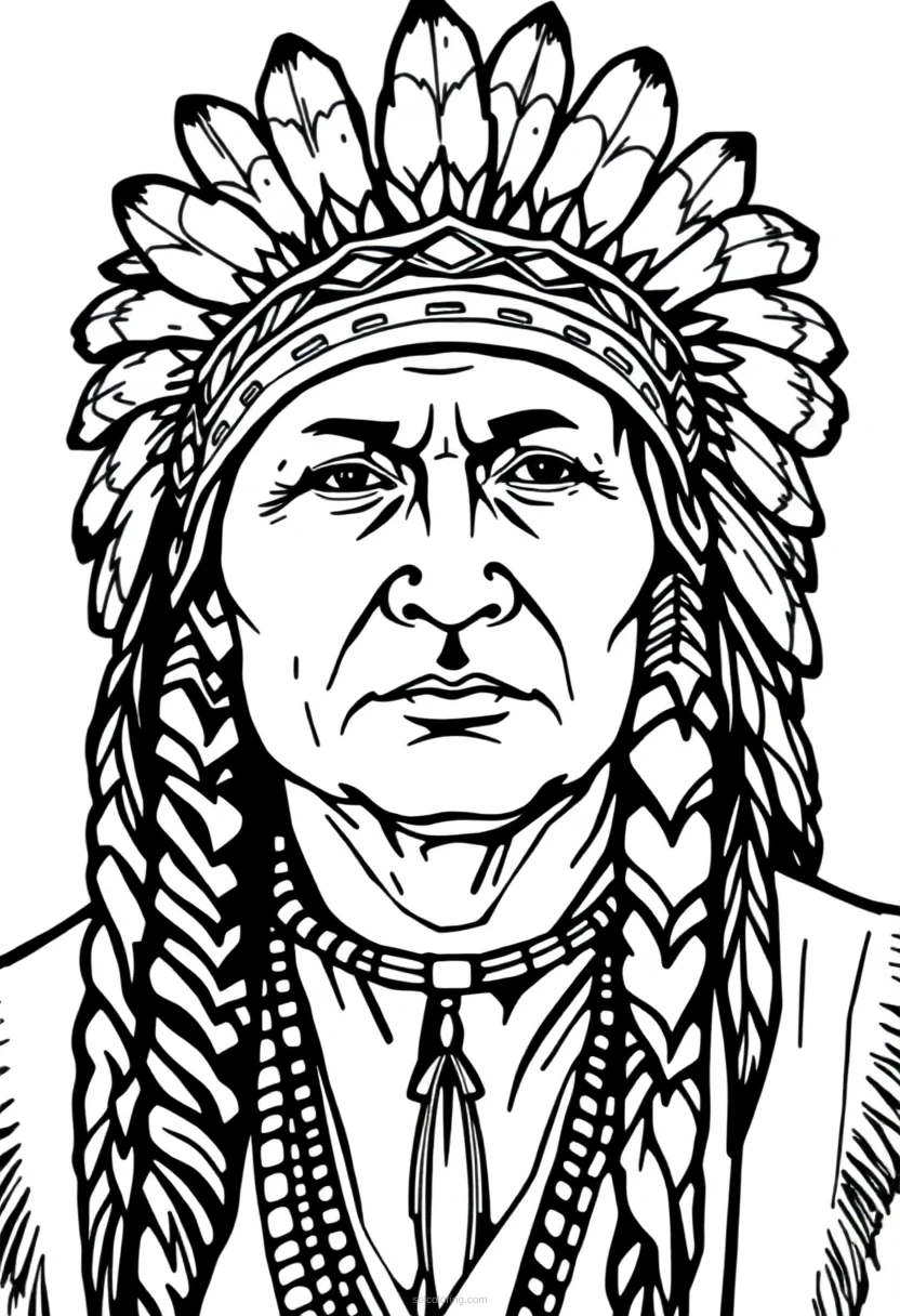 Native American Headdress coloring page for kids