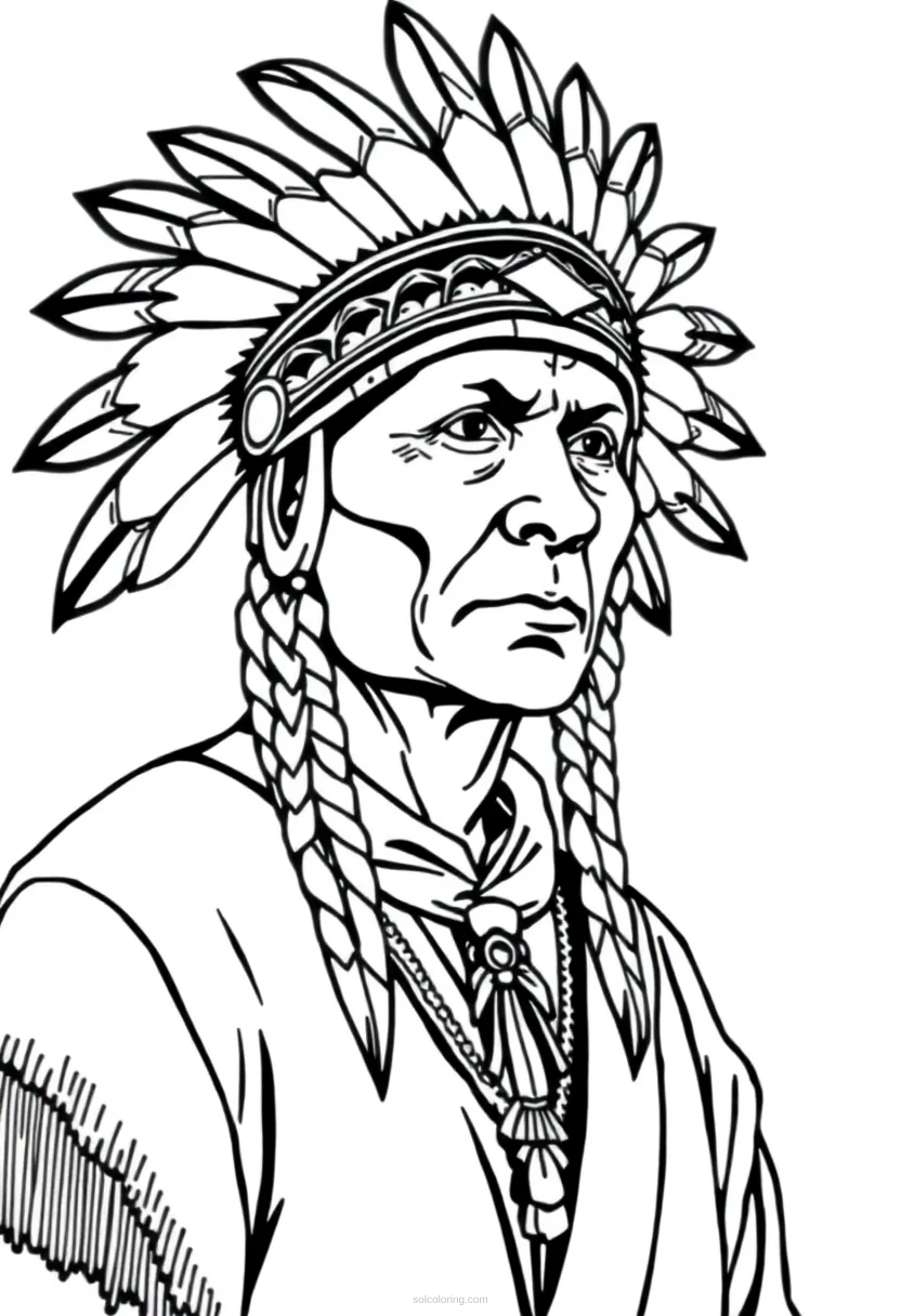 Native American Headdress coloring page for kids