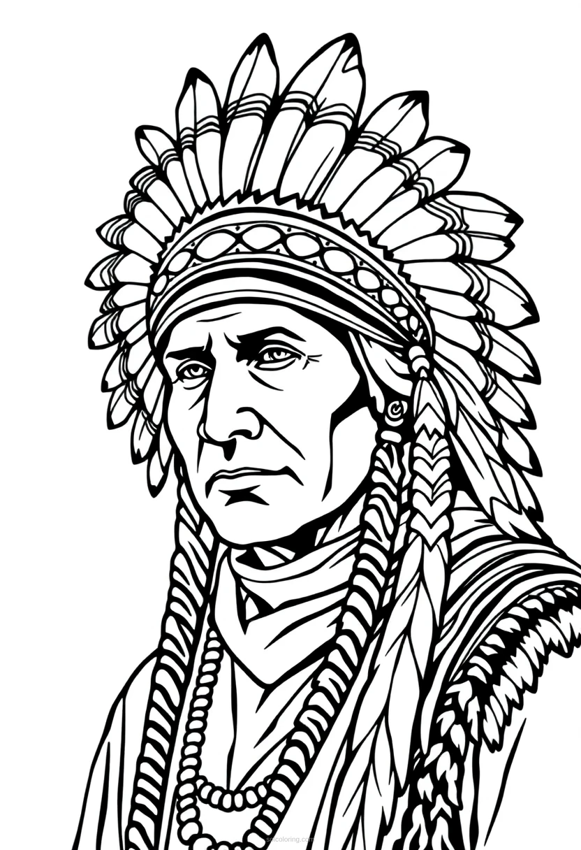 Native American Headdress coloring page for kids