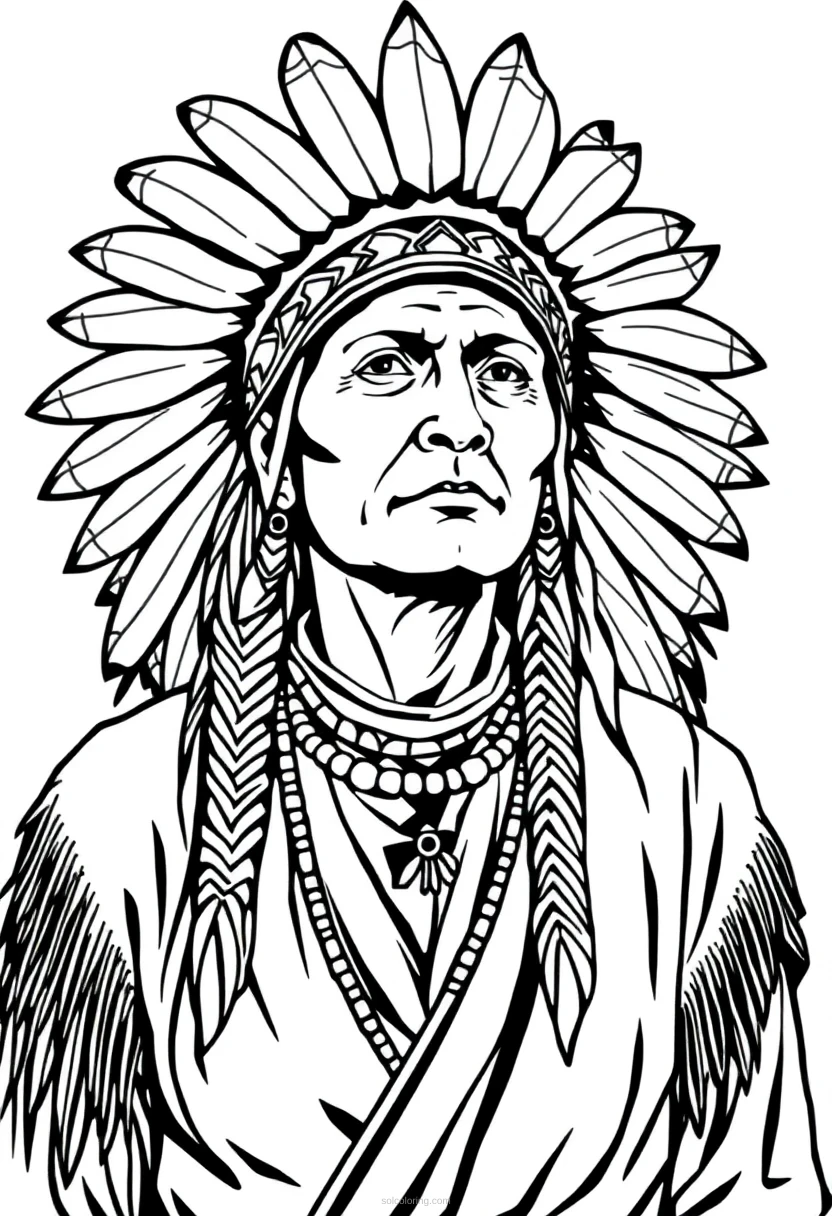 Native American Headdress coloring page for kids