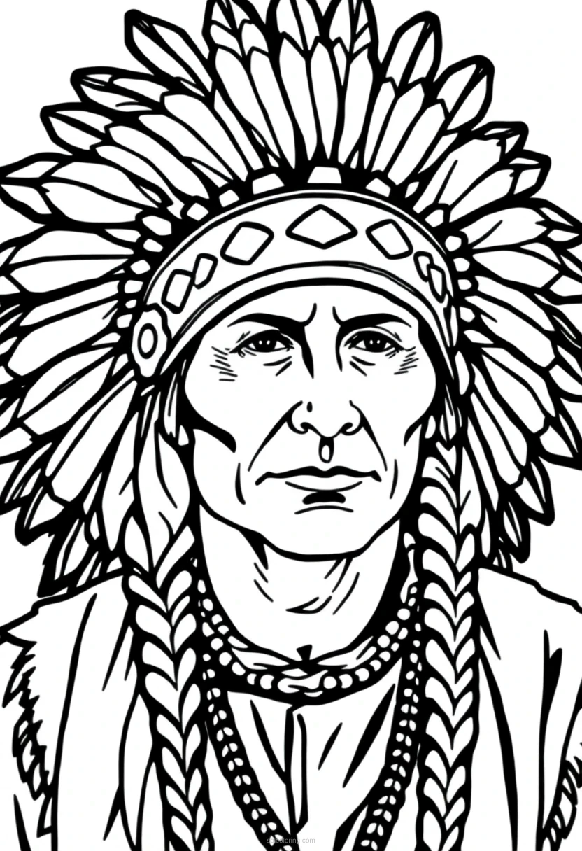 Native American Headdress coloring page for kids