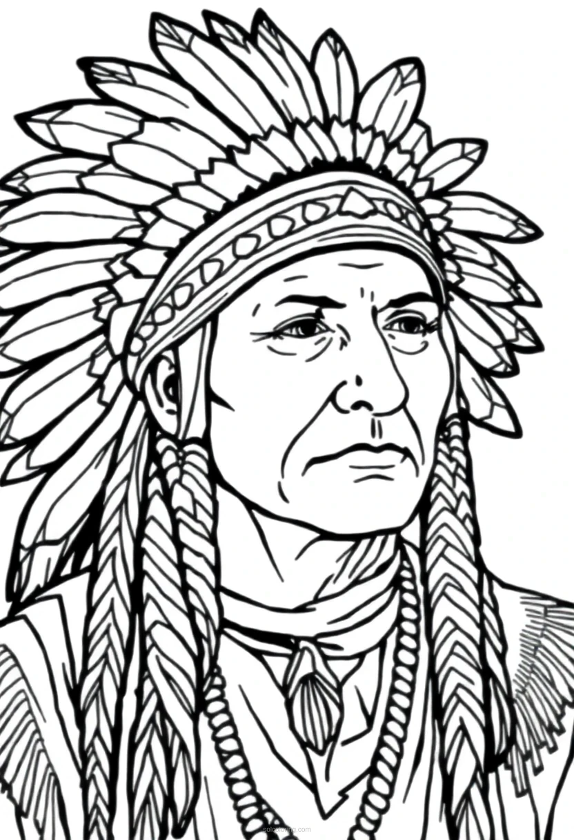 Native American Headdress coloring page for kids