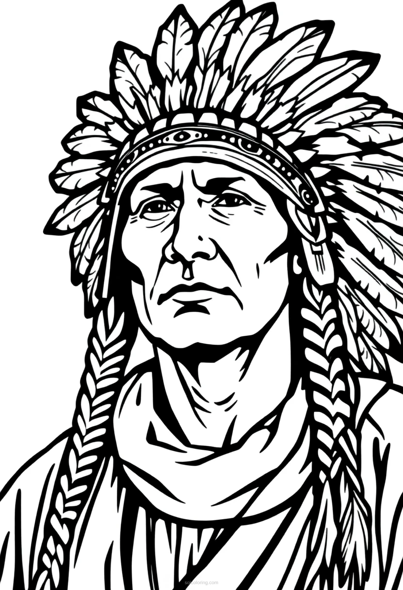Native American Headdress coloring page for kids