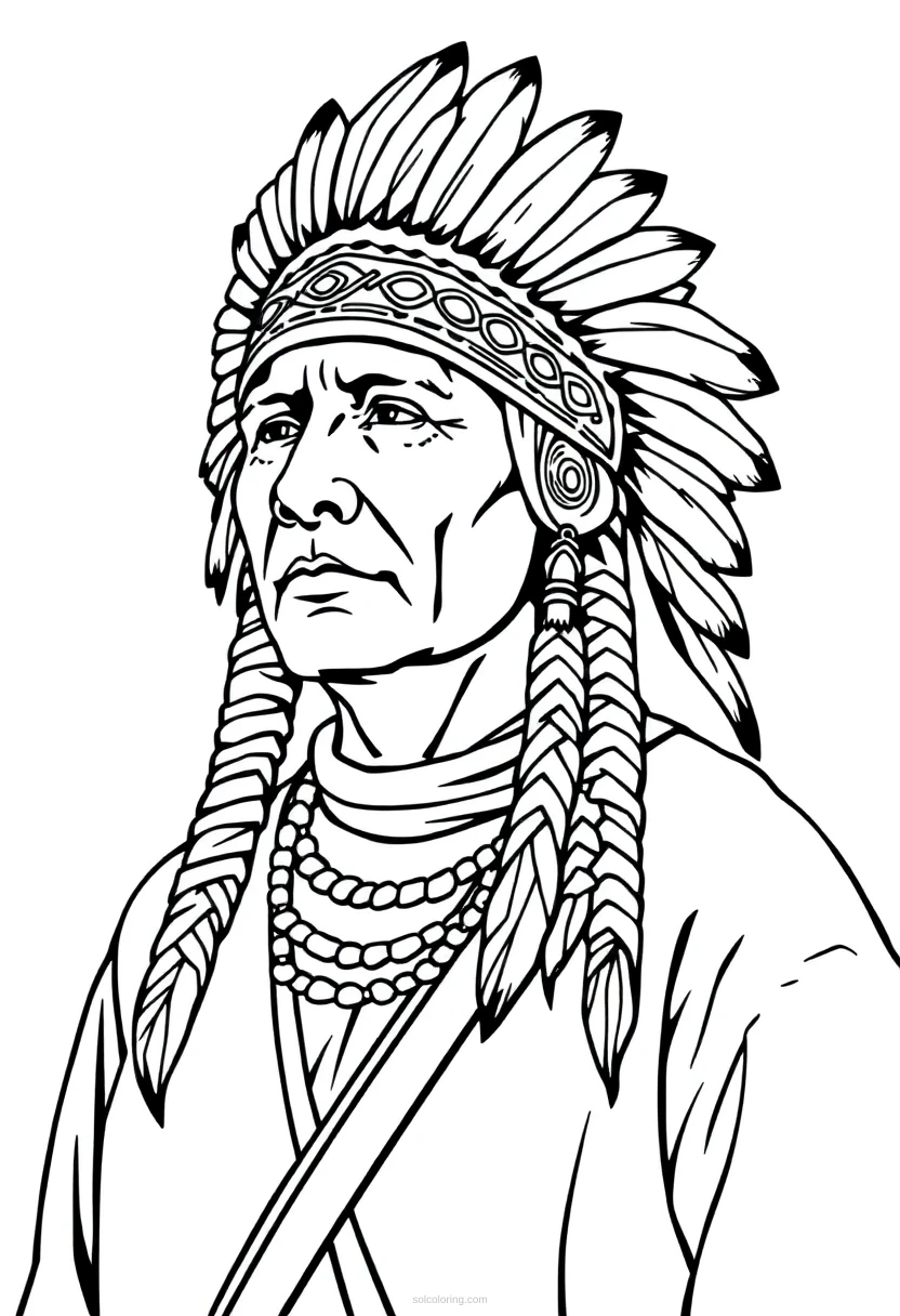 Native American Headdress coloring page for kids