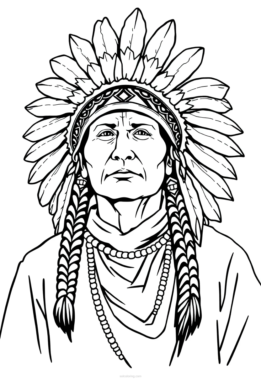 Native American Headdress Simple coloring pages