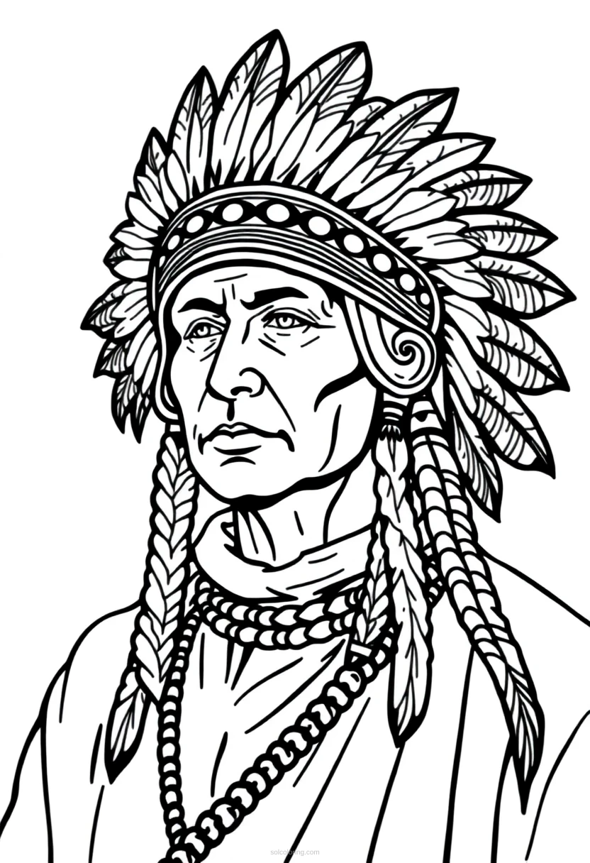 Native American Headdress coloring page for kids