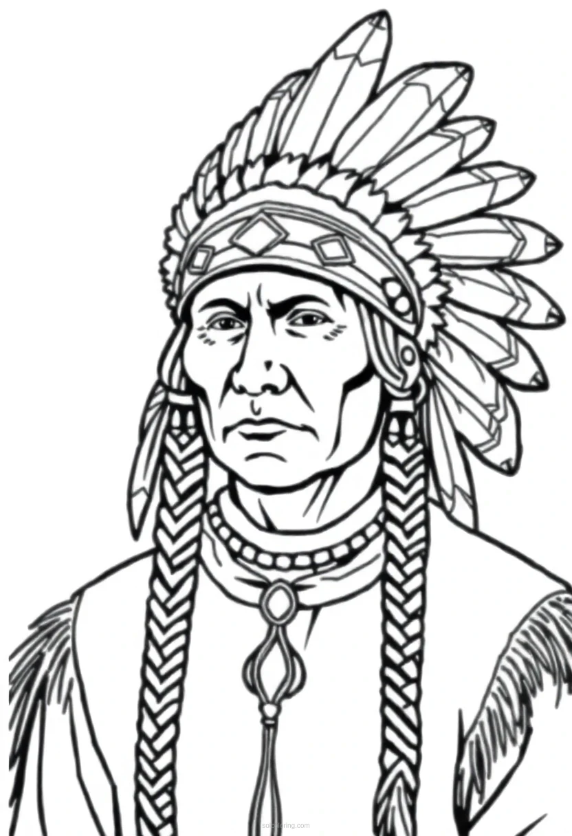 Native American Headdress coloring page for kids