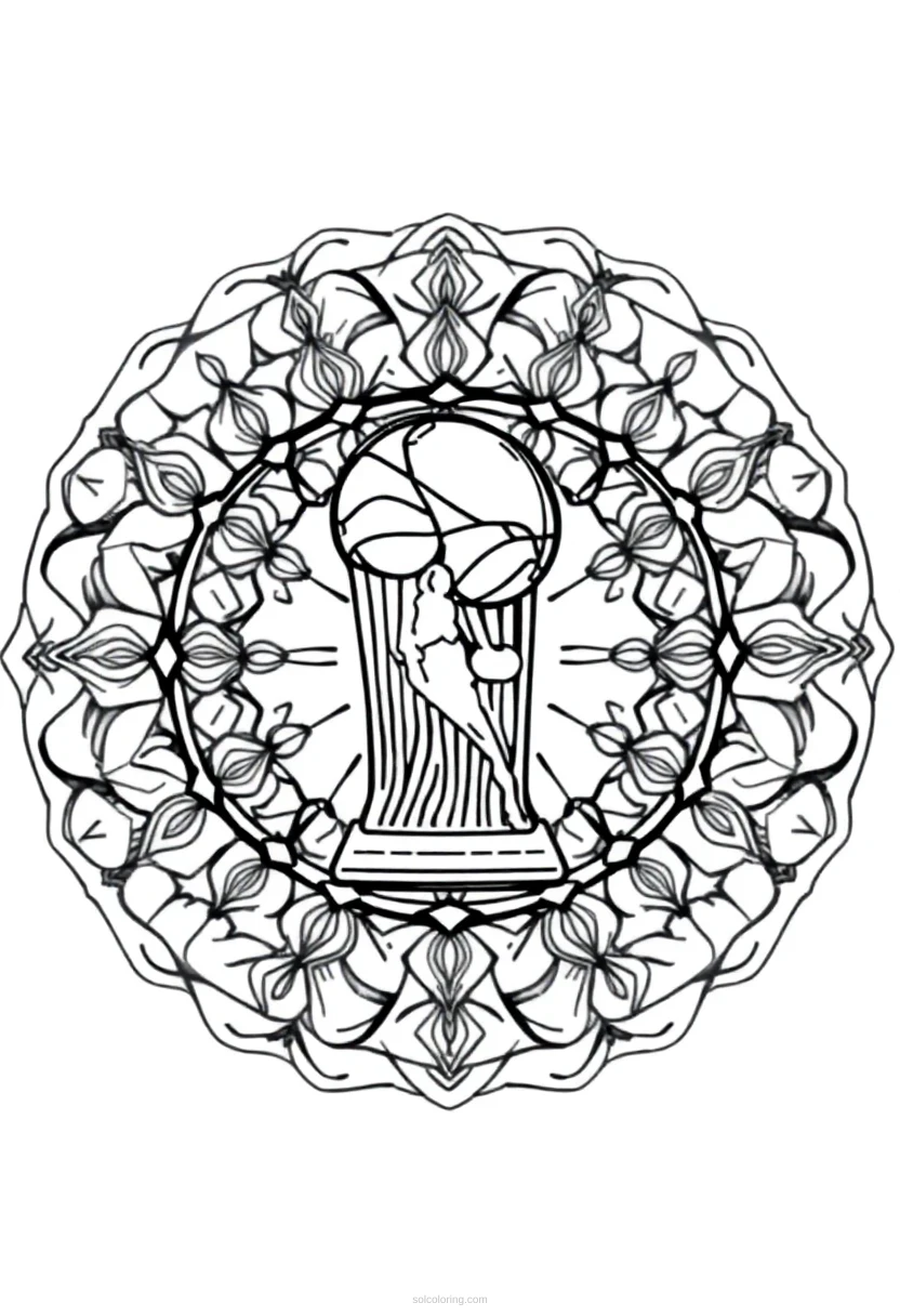 NBA Championship Trophy coloring page for kids