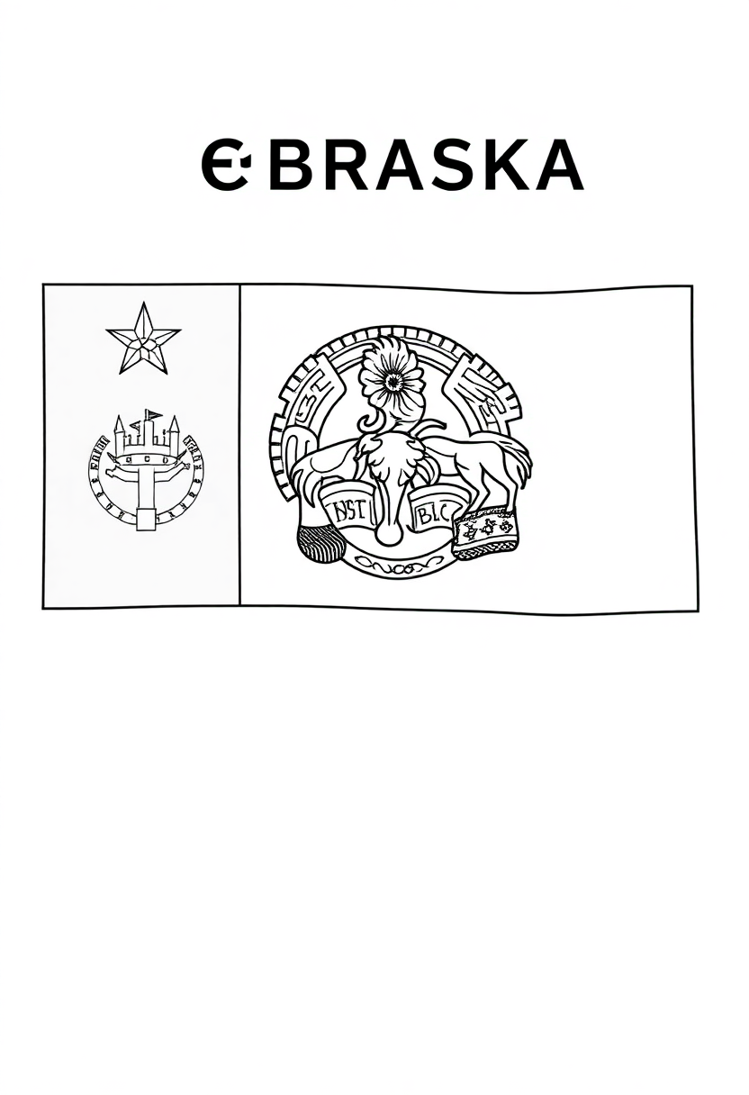 Nebraska State Flag coloring page, free printable